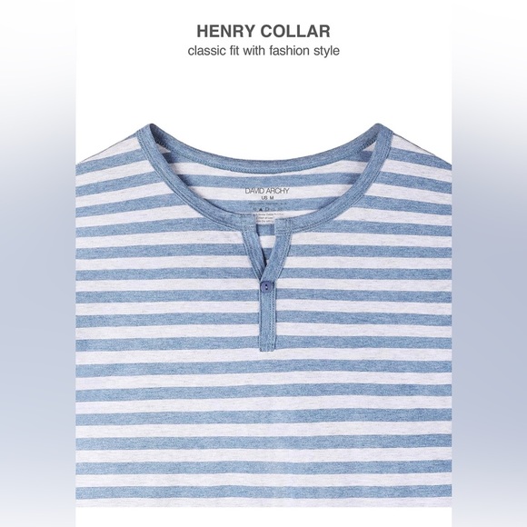 New David Archy Men's Cotton Strip Sleep ware Loungewear Top&Bottom SET - Picture 11 of 16